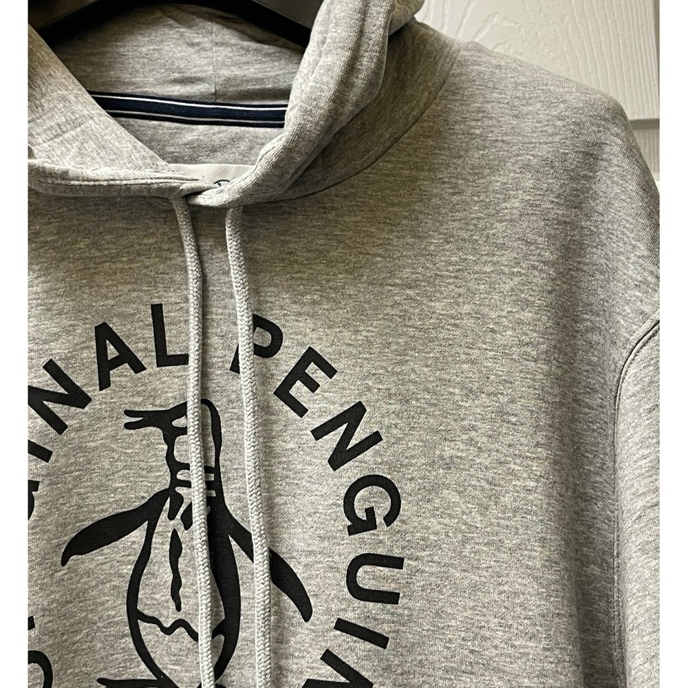 Penguin Men's‎ Hooded Pullover Sweatshirtr-XL-Gray-Penguin Screenprint Logo